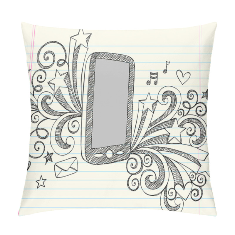 Personality  Cell Phone Sketchy Notebook Doodles Vector Illustration Pillow Covers