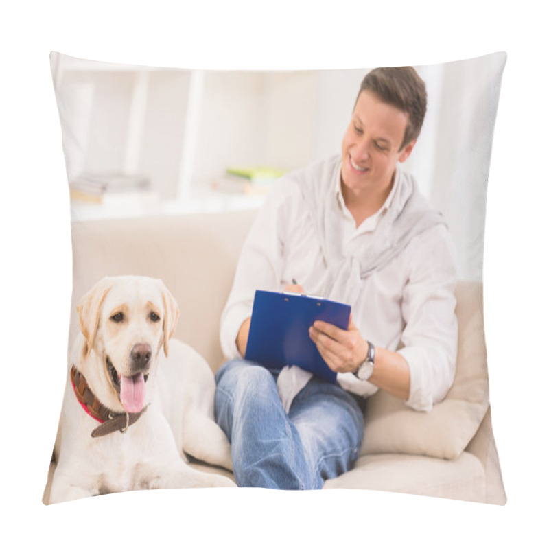 Personality  Young Man With Dog Pillow Covers