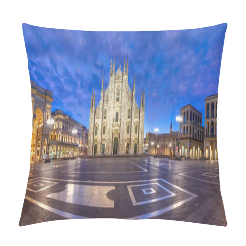 Personality  Panorama Of Night Piazza Del Duomo In Milan, Italy Pillow Covers