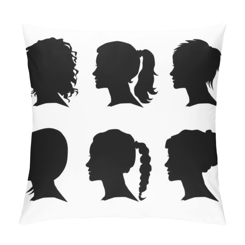 Personality  Vector Set Of Woman Silhouette With Hair Styling Pillow Covers