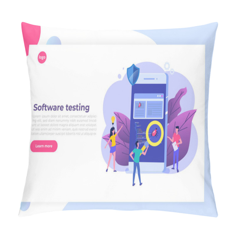 Personality  Software Or Application Flat Vector Concept.  Debugging Developm Pillow Covers