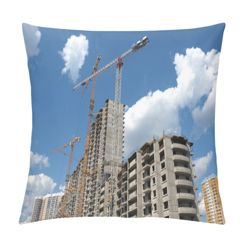 Personality  Modern Apartment Buildings Construction In Process Pillow Covers