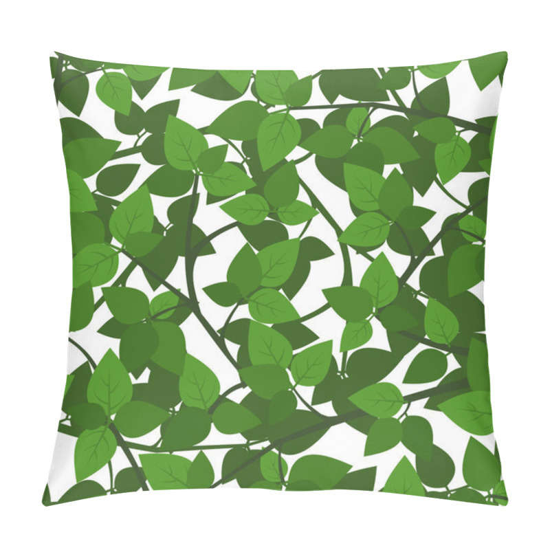 Personality  Seamless Background With Green Leaves. Vector Illustration. Pillow Covers