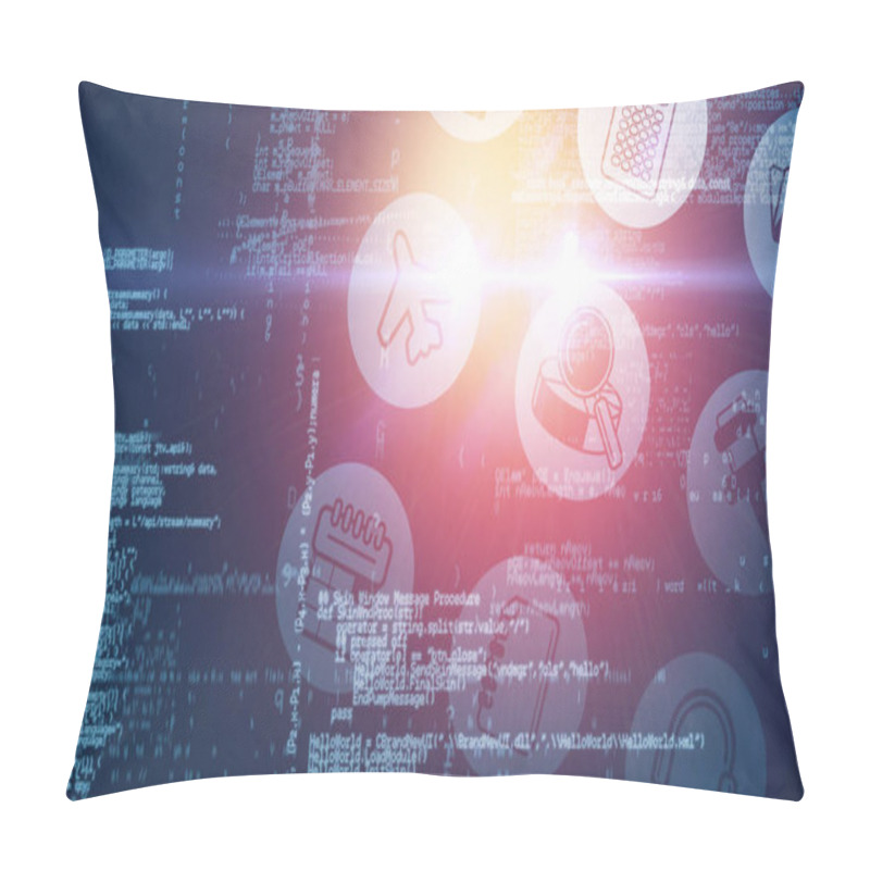 Personality  Blue Data Against Telephone Icons  Pillow Covers