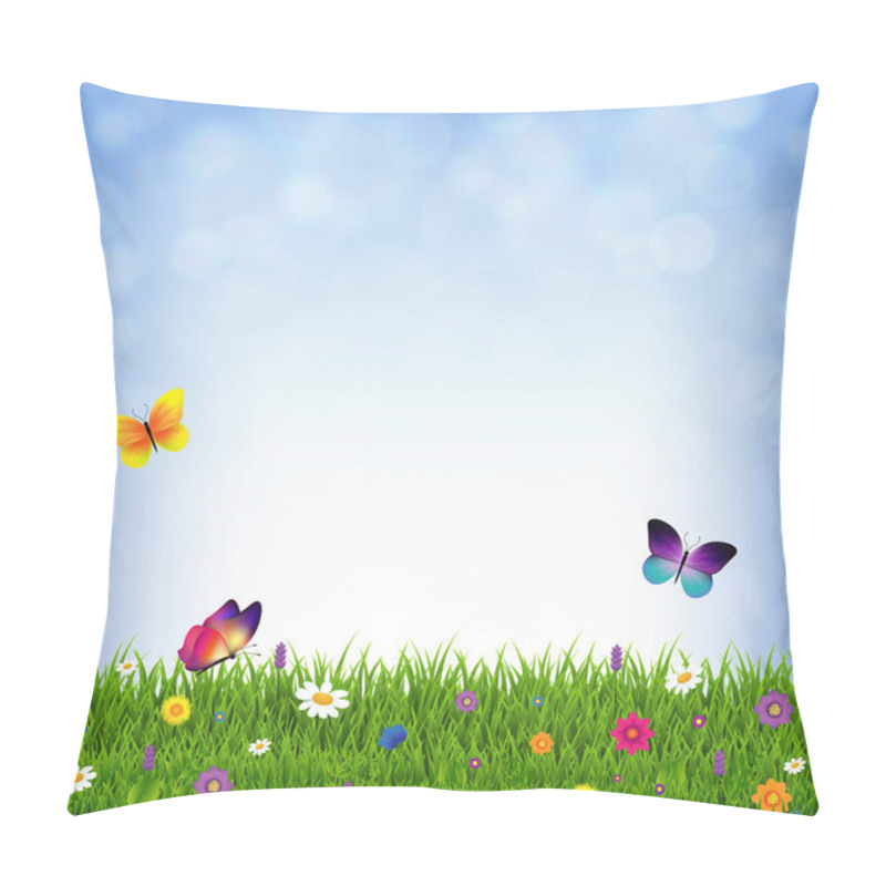 Personality  Grass And Flowers With Gradient Mesh, Vector Illustration Pillow Covers