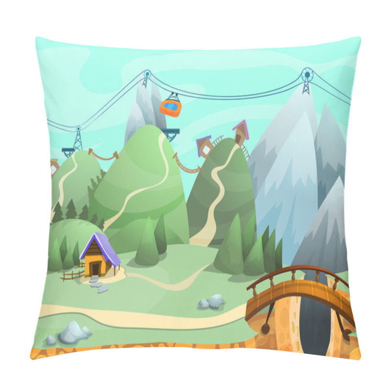 Personality  Seamless Cartoon Hills Landscape Pillow Covers