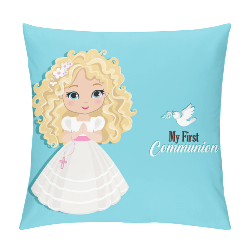 Personality  Set Of Design Elements For First Communion For Girls. Pillow Covers