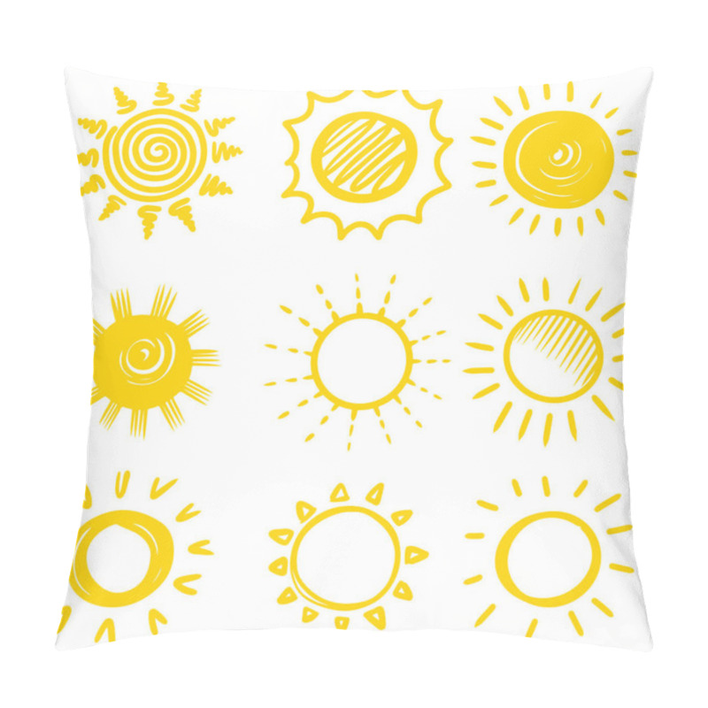 Personality  Set Of Doodle Sun. Design Elements. Vector Illustration. Pillow Covers