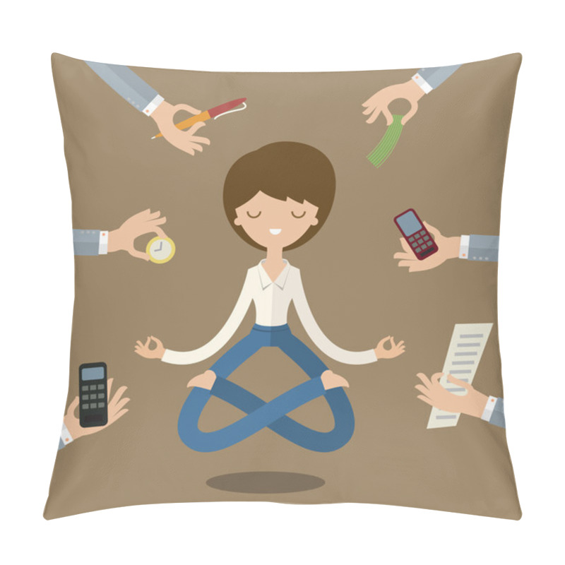 Personality  Businesswoman Doing Yoga Pillow Covers