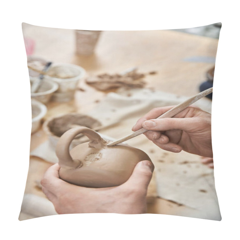 Personality  A Man Making His Pottery In Studio. Pillow Covers