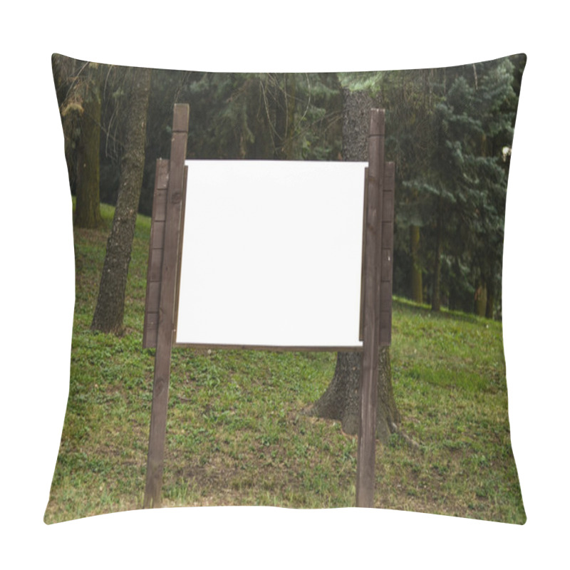 Personality  Blank Wooden Billboard In Park Pillow Covers