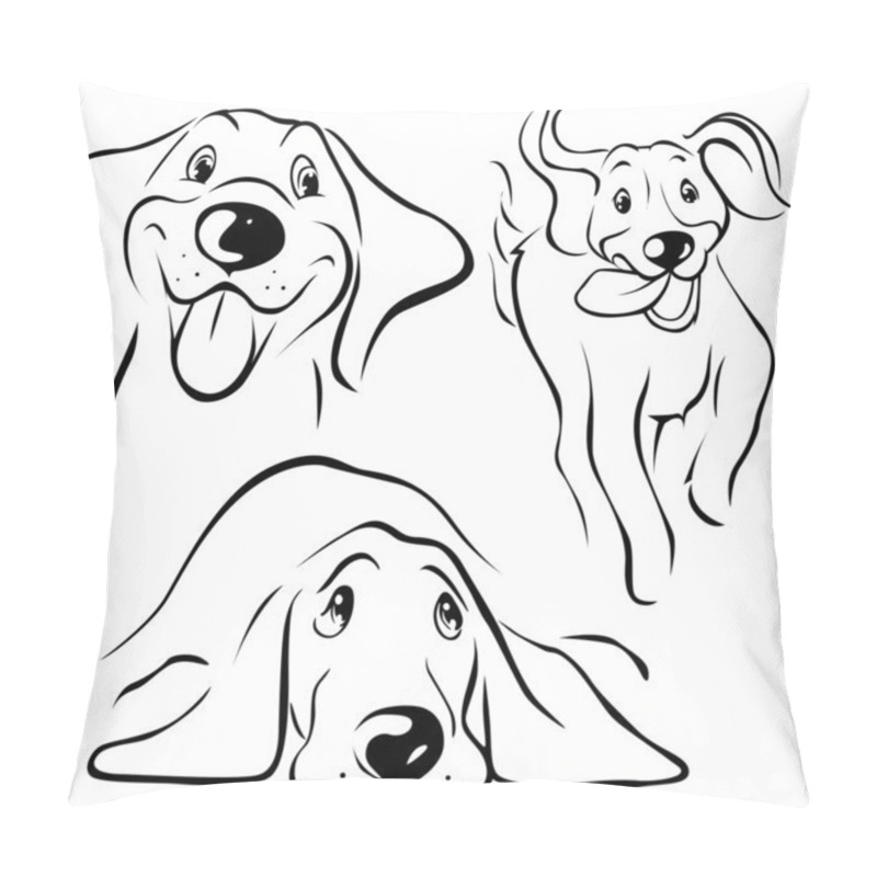 Personality  Dog Illustration - Black Line Pillow Covers