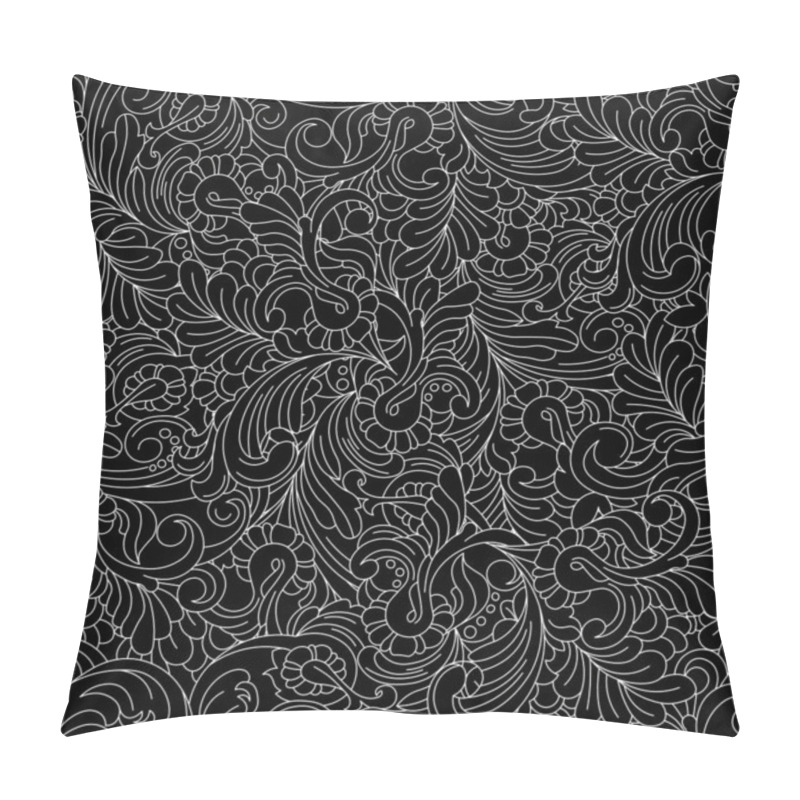 Personality  Black Seamless Pattern Of Curlicues Pillow Covers