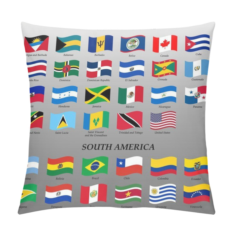 Personality  Set Of Waving Flags Of Americas Pillow Covers