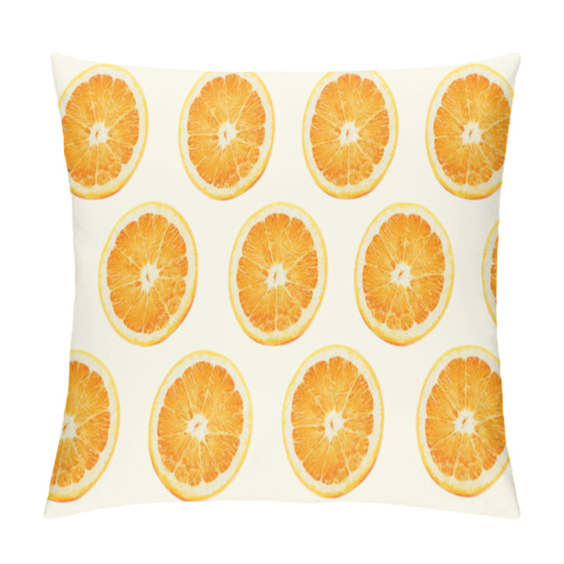 Personality  The Pattern Of Fresh Orange Slices On Light Beige Background. Pillow Covers