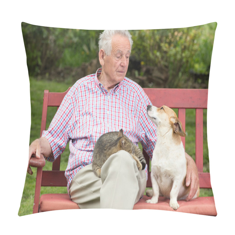 Personality  Senior Man With Pets Pillow Covers