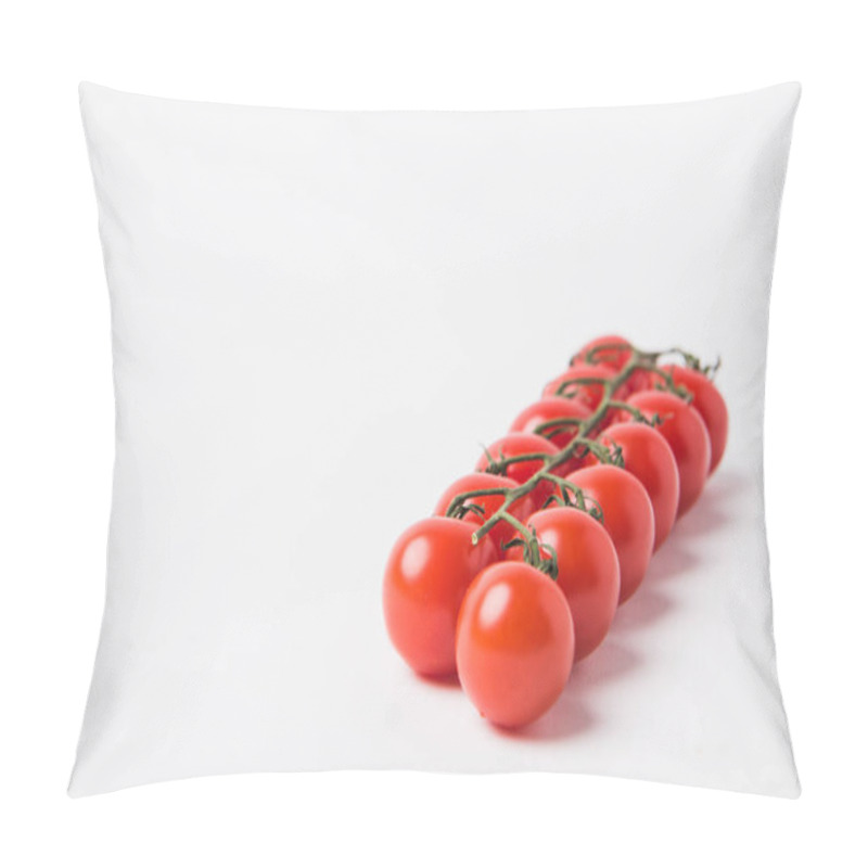 Personality  Raw Cherry Tomatoes Laying On White Background Pillow Covers