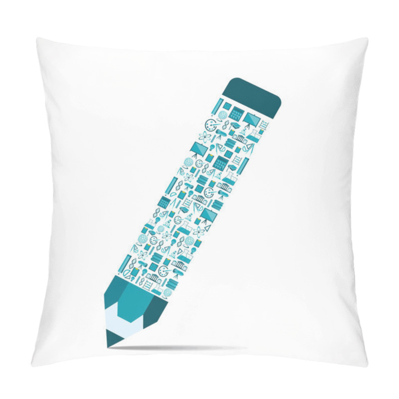 Personality  Creative Pencil Design With Educational Icon Concept Vector Pillow Covers