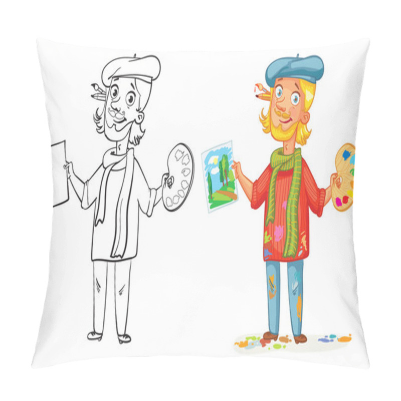 Personality  Artist With Palette And Paint Picture Pillow Covers