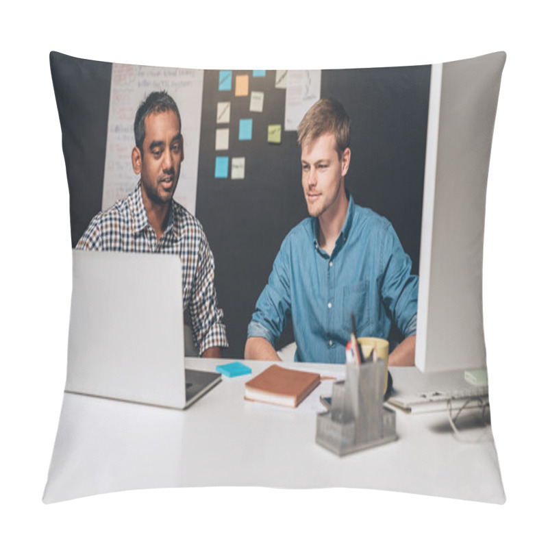 Personality  Two Designers Collaborating On Project Together Pillow Covers