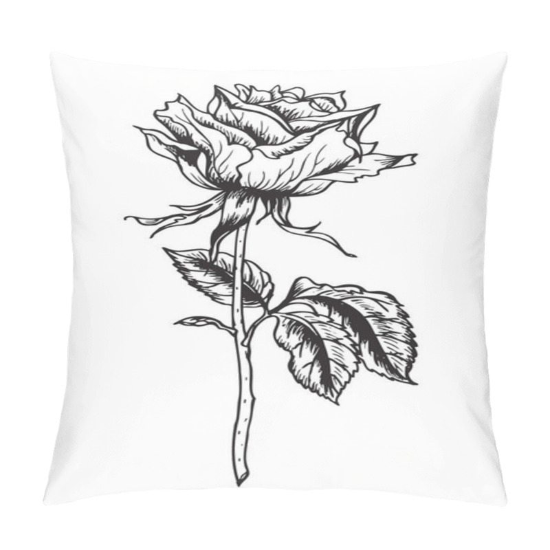 Personality  Hand Drawing Roses With Pen Or Ink. Pillow Covers