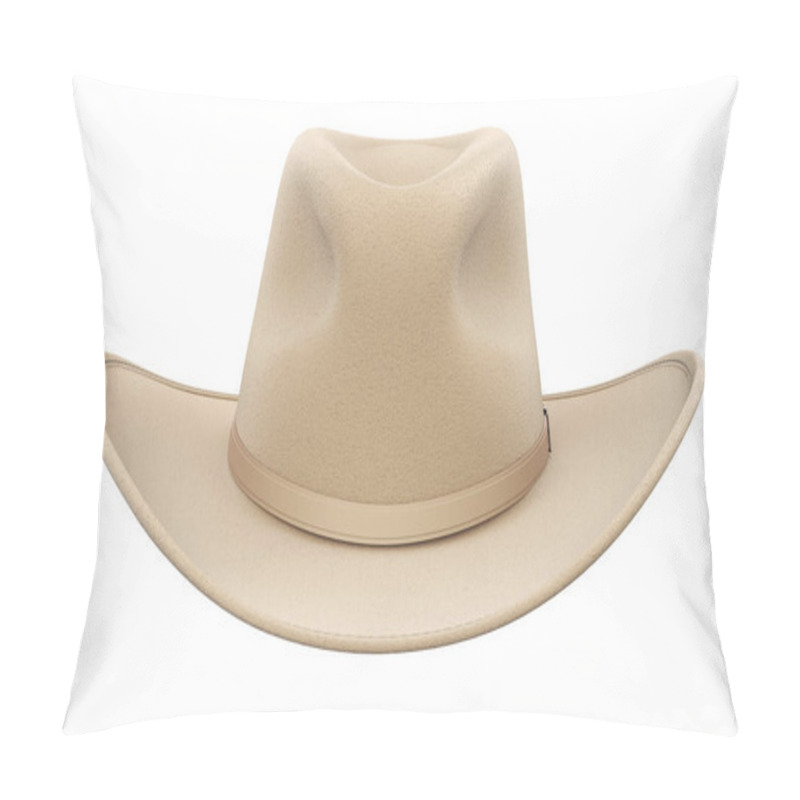 Personality  Front View Of Cowboy Hat Isolated On White Background - 3D Illustration Pillow Covers