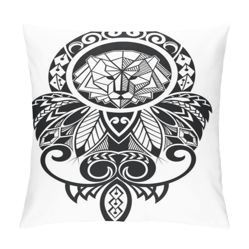 Personality  Tattoo Design With Head Of Leo Pillow Covers