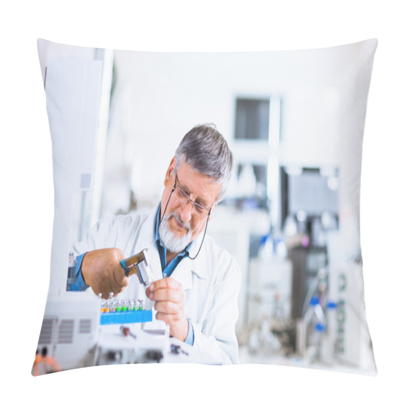 Personality  Senior Male Researcher Carrying Out Scientific Research In A Lab Pillow Covers