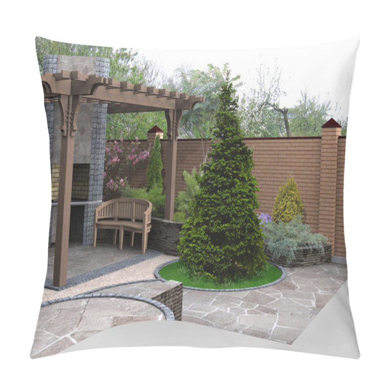 Personality  View Of The Entertainment Space In The Garden, 3D Render Pillow Covers