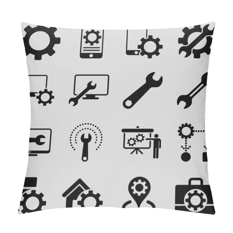 Personality  Options And Service Tools Icon Set Pillow Covers