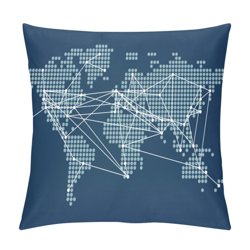 Personality  Global Network Connectivity Represented By Dark Blue World Map Pillow Covers