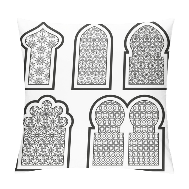 Personality  Arabic Or Islamic Windows Set. Vector Illustration. Pillow Covers