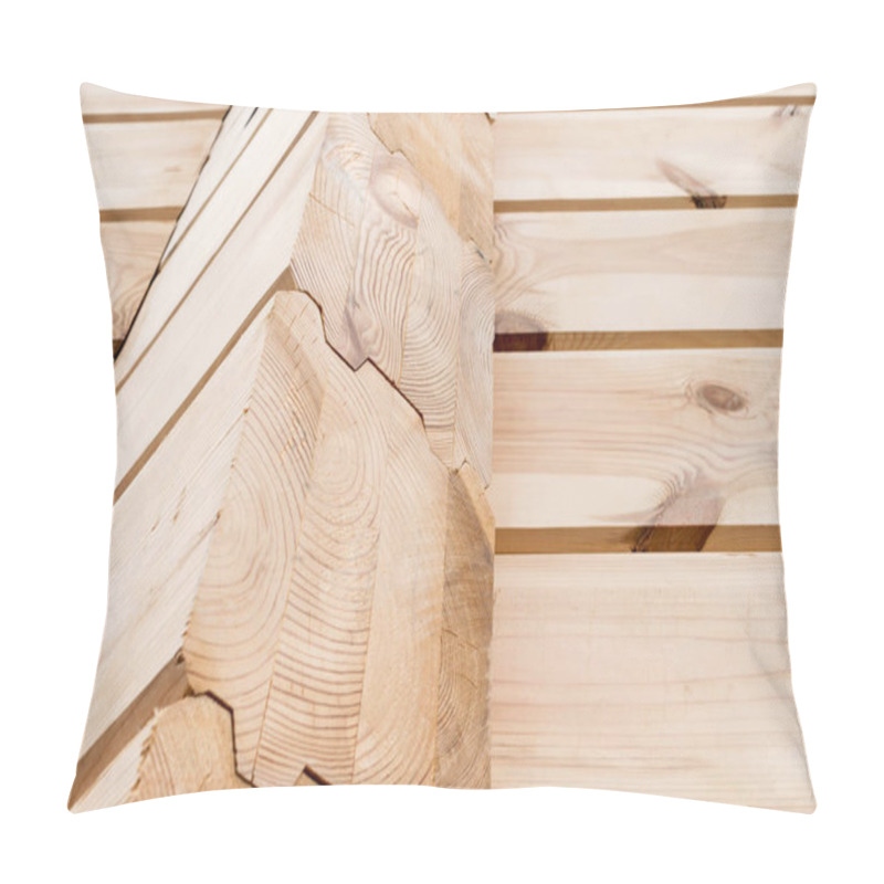 Personality  Wood Glued Timber Close Up Background. Wooden Construction Glued Pillow Covers