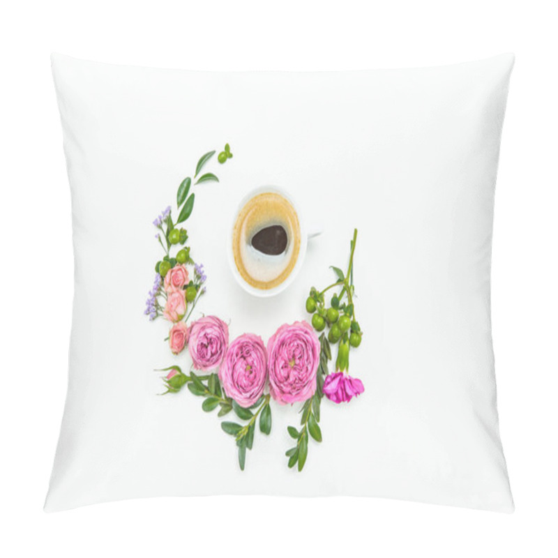 Personality  Beautiful Flowers And Cup Of Coffee Pillow Covers