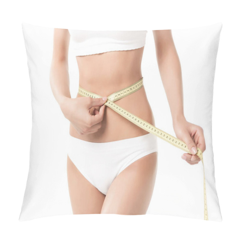 Personality  Woman Measuring Her Waistline Pillow Covers