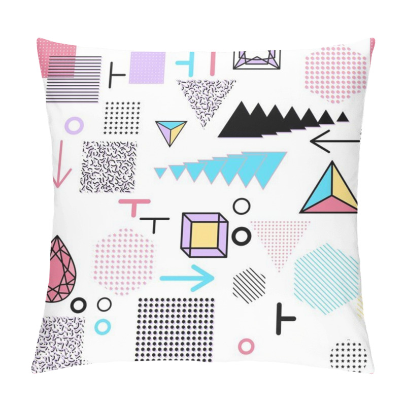 Personality  Trendy Geometric Elements Memphis Cards, Seamless Pattern. Retro Style Texture. Modern Abstract Design Poster, Cover, Card Design Pillow Covers