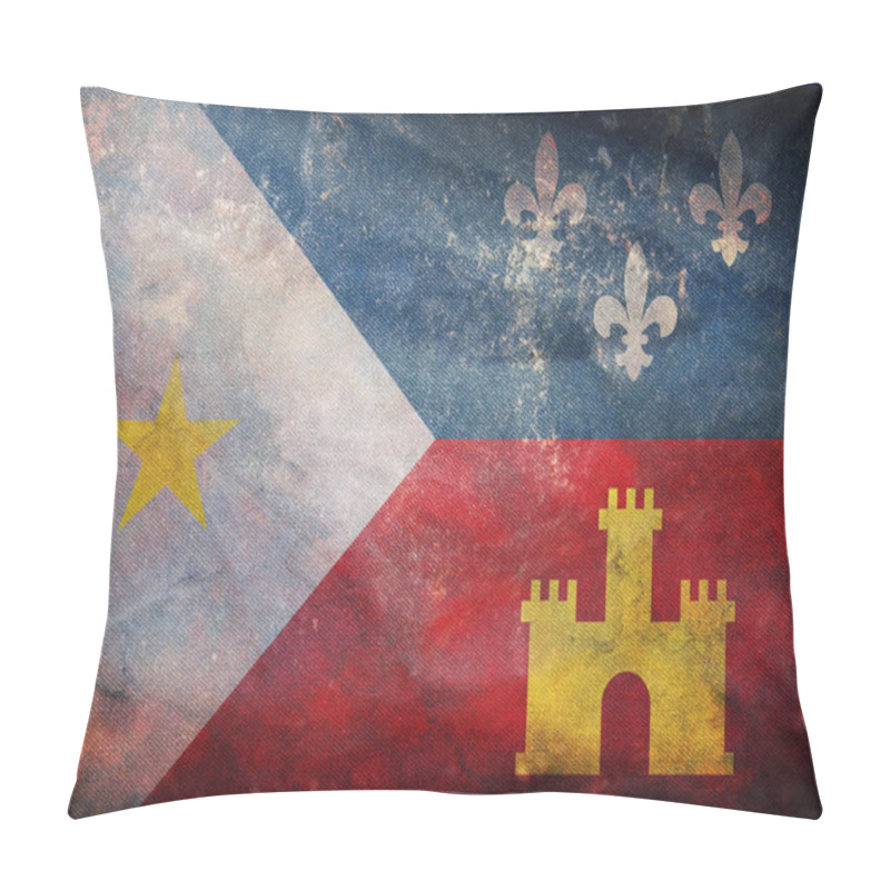 Personality  Top View Of Retro Flag Of Acadiana, Untied States Of America With Grunge Texture. USA Travel And Patriot Concept. No Flagpole. Plane Design, Layout. Flag Background Pillow Covers