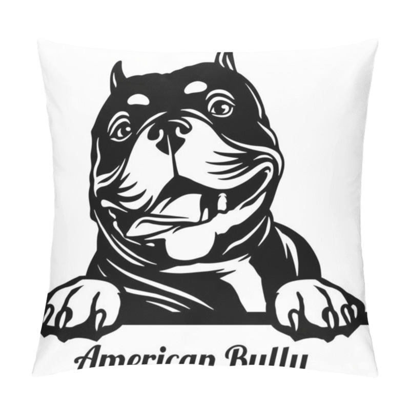 Personality  American Bully Peeking Dog - Head Isolated On White Pillow Covers