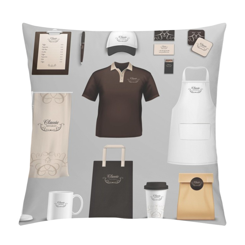 Personality  Restaurant Cafe Corporate Identity Icons Set Pillow Covers