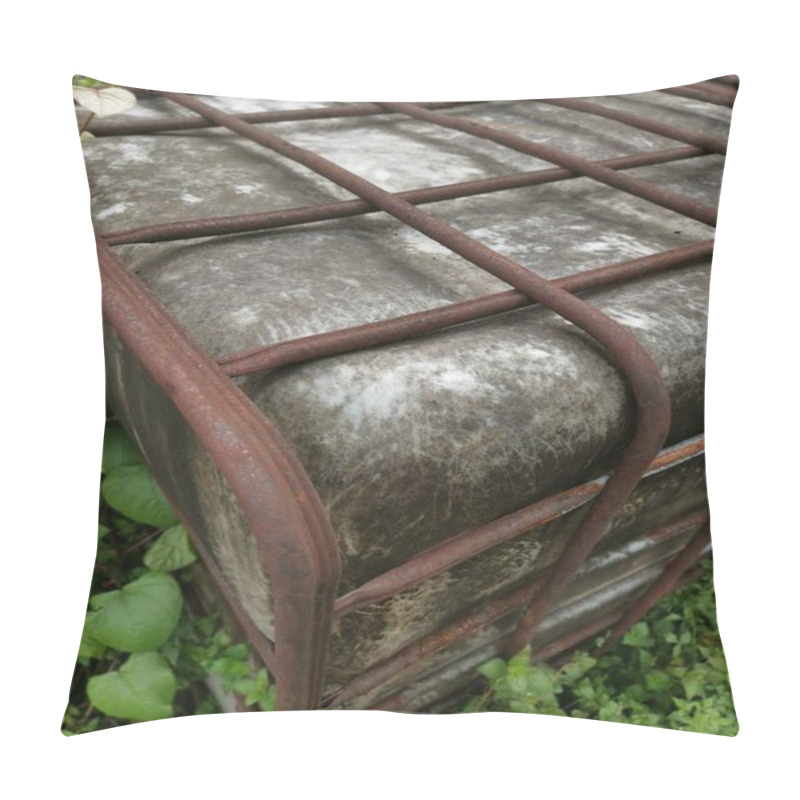 Personality  Old HDPE Tank With Rusty Metal Cage Frame Container Pillow Covers