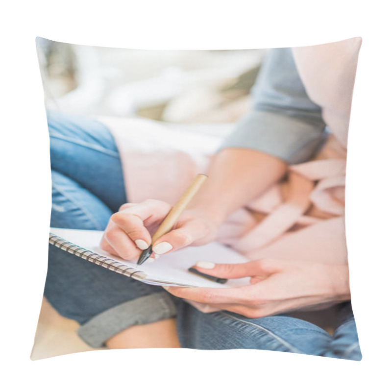 Personality  Woman Writing In Notebook Pillow Covers