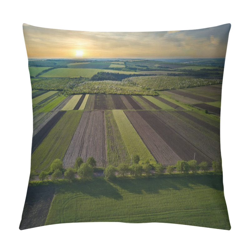 Personality  Aerial View Over The Agricultural Fields. Top View. Pillow Covers