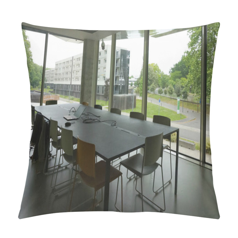 Personality  Toulouse, France - Oct. 12, 2024 - Modern Meeting Room With Large Bay Windows At Arothque Marie Marvingt, The University Library Of ISAE-SUPAERO (French Higher Institute Of Aeronautics And Space) Pillow Covers