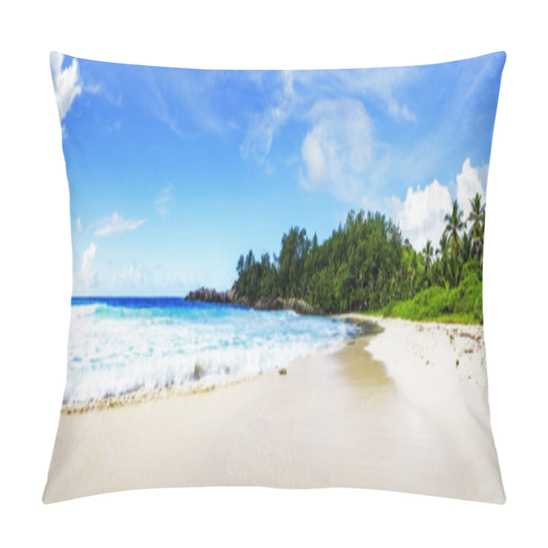 Personality  Panorama Of Tropical Beach.palms,granite Rocks And Turquoise Wat Pillow Covers