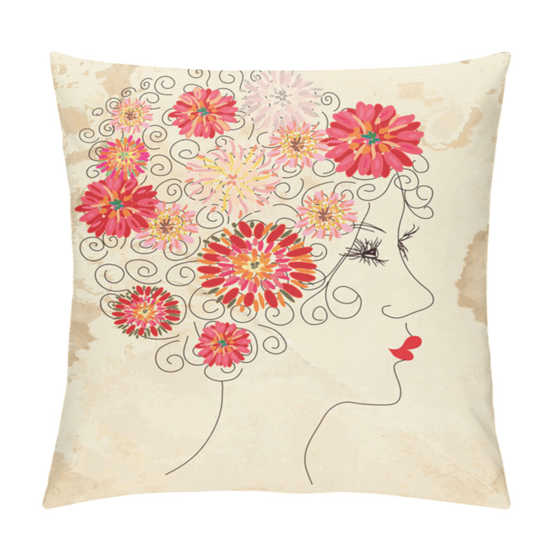 Personality  Fashion Girl Floral Head On The Paper Pillow Covers