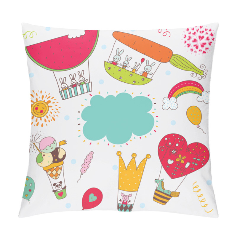 Personality  Childish Postcard With Animals Pillow Covers