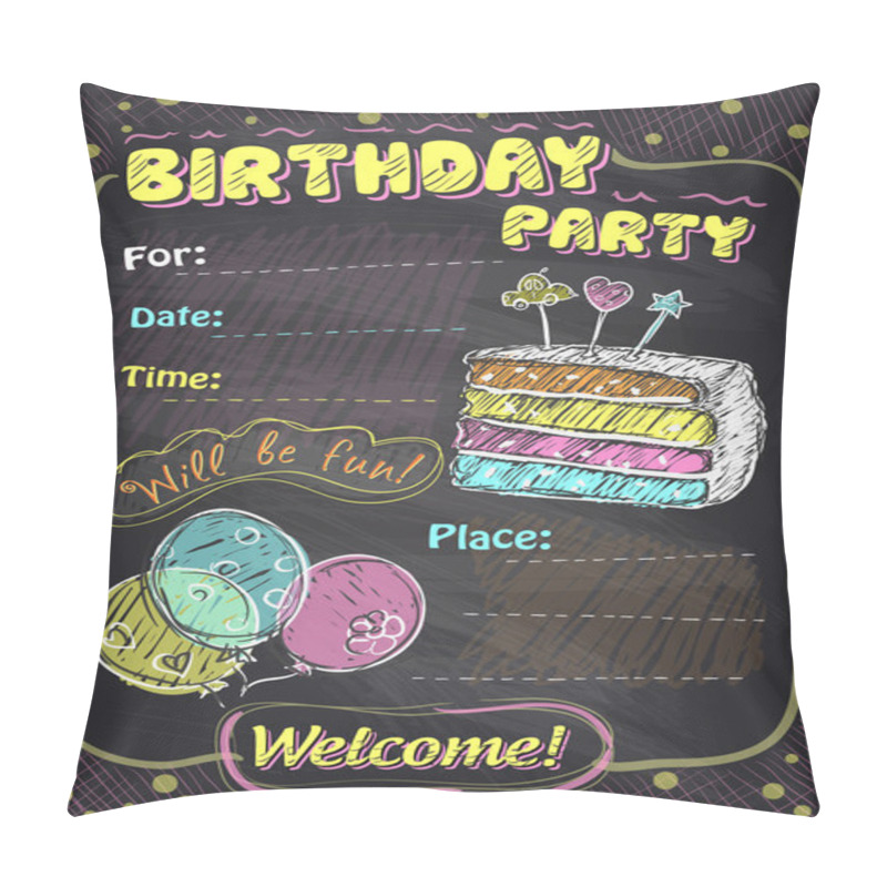 Personality  Birthday Party Chalkboard Design. Pillow Covers