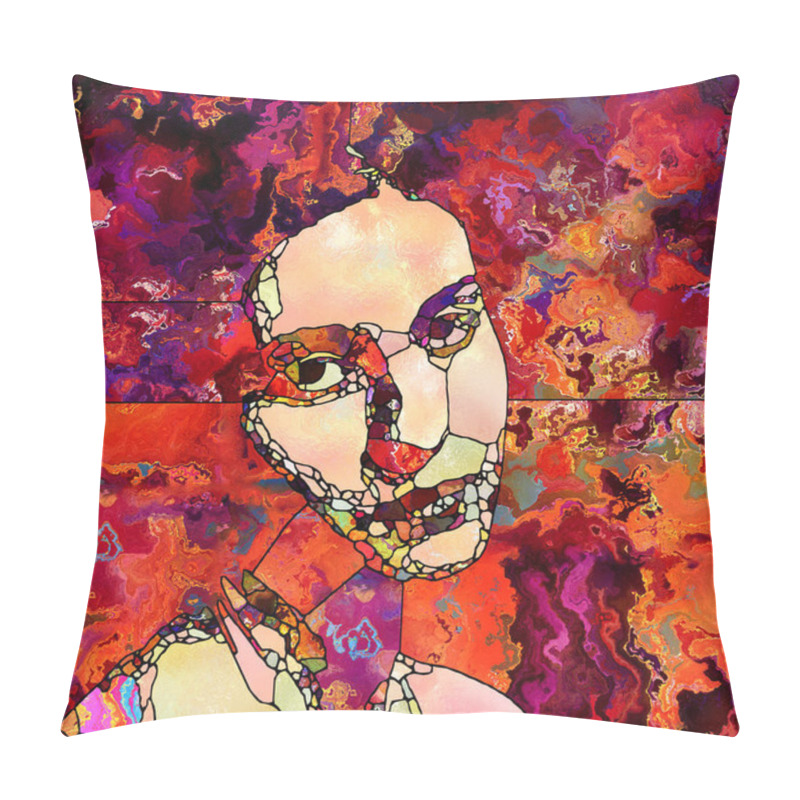 Personality  Stained Glass Portrait Of Young Woman. Study On The Subject Of Art And Design. Pillow Covers