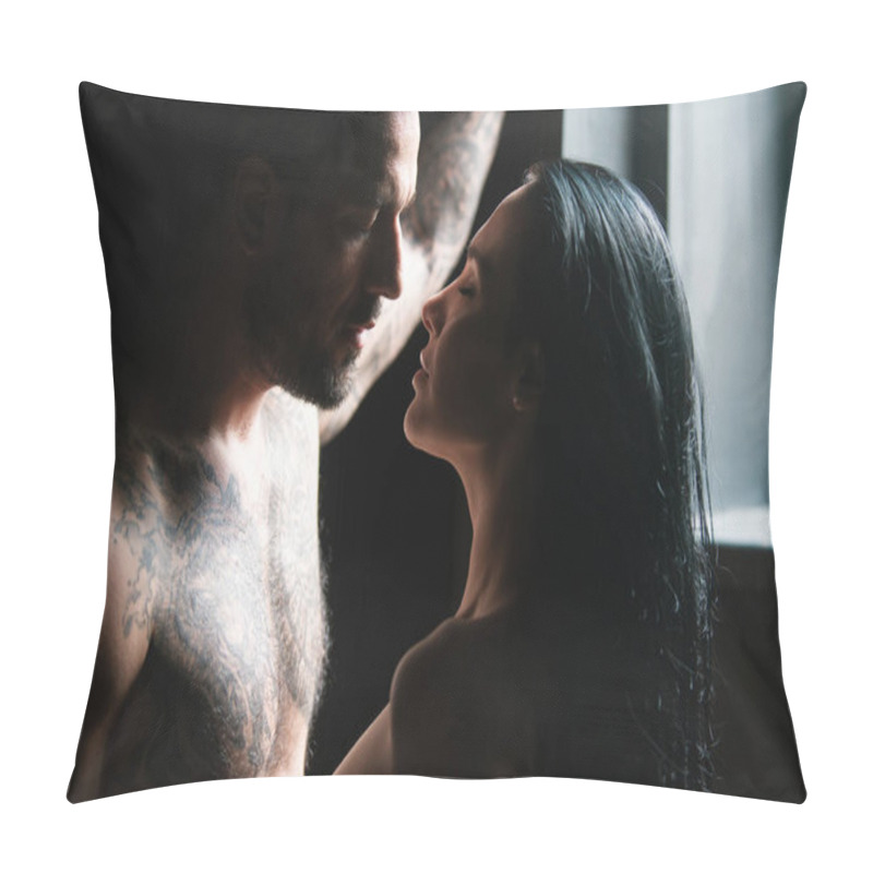 Personality  Lovely Sexy Couple. Shirtless Muscular Man Embracing Kissing Girlfriend. Young Couple In Love. Sexy Passionate Couple Hugging. Sensual Couple Posing Together In Studio. Handsome Young Lovers Pillow Covers