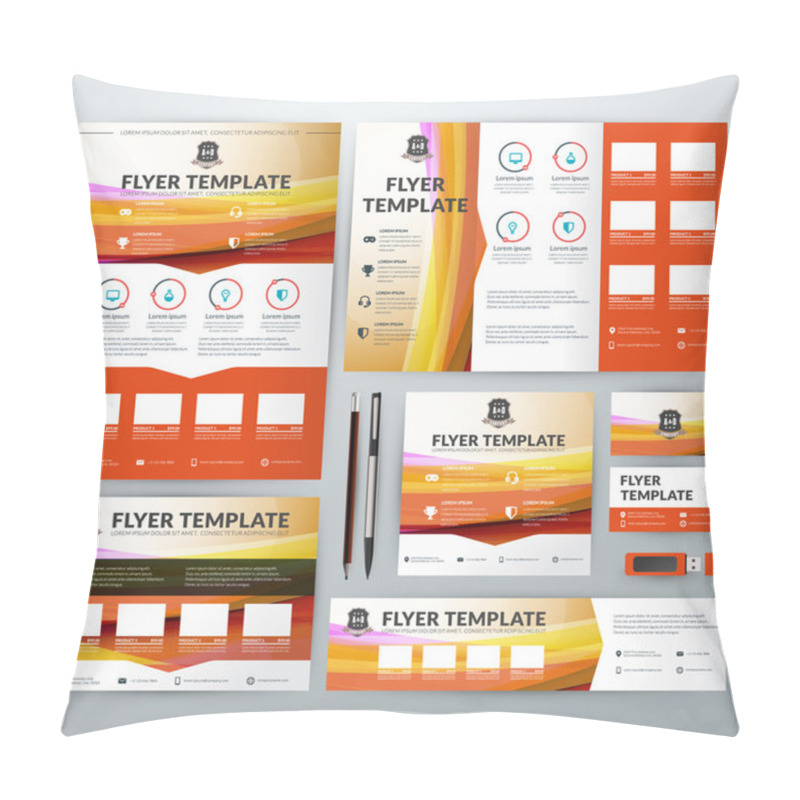 Personality  Set Of Stationery Design Templates. Flyer, Booklet, Leaflet, Business Card, Banner Pillow Covers